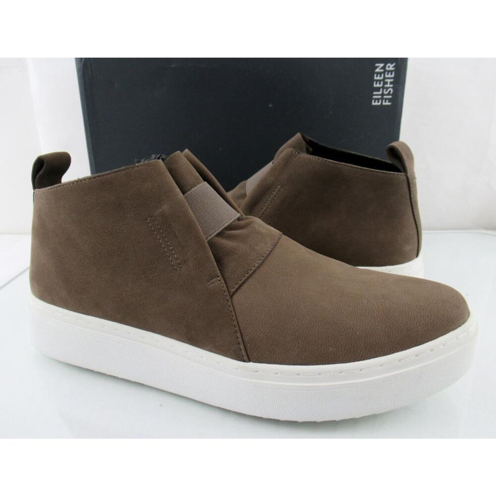 Eileen Fisher Greta Platform High Top Sneaker Slip On Booties Taupe Size 9
